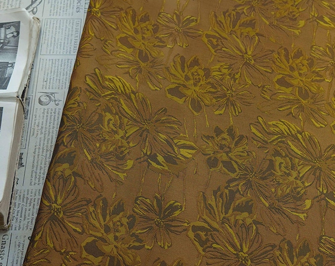 Vintage Gold Floral Brocade Fabric: Jacquard Upholstery, Dressmaking Textile (63"W, By The Yard)