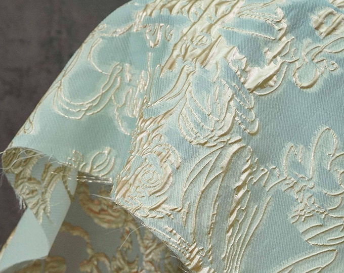Gold Thread Jacquard Fabric: 3D Designer Material, 55" Wide - Upholstery, Quilting