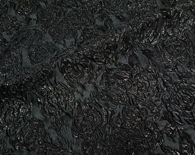 Gold Rose Embossed Jacquard Fabric | 3D Floral Brocade (54" Wide)