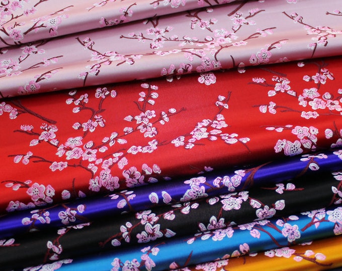 9 colors chinese plum blossom silk brocade fabric multicolors cheongsam Qipao brocade fabric by the meter