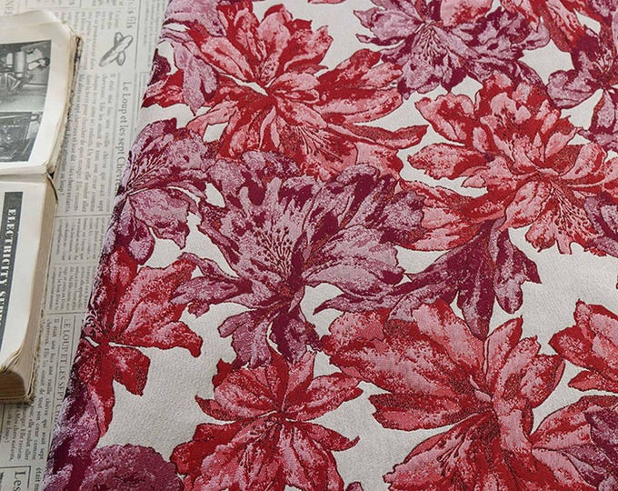 Vintage Azalea Jacquard Brocade Fabric with Gold Threads - 59" Wide