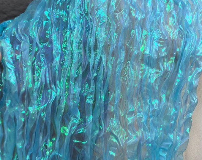 Mermaid Pleated Organza Fabric, 55" Wide 9 new Colors Designer Fabric, Wedding, Gown, Crafts, Events, Stiff shape and Texture Decor, Costume