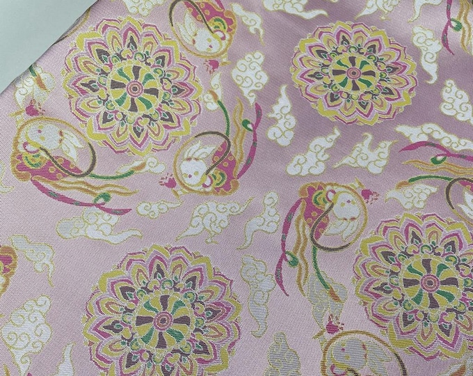 Tibetan Bada Pattern Fabric: 55"W Polyester Sewing Material