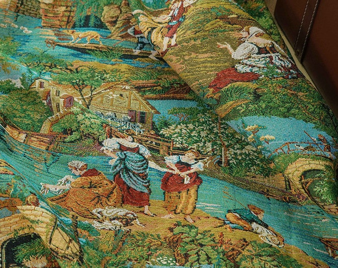 Jacquard woven fabric, oil painting pattern, Upholstery, Decor, Costume, Curtain, bag, DIY, drapery, sewing, sofa, carpet/Fabric, 59"W