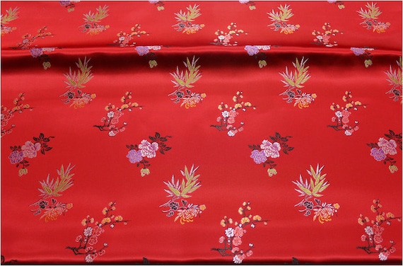 【8/16迄】Blood Drop Brocade アーティストプルーフ fab Floral Brocade Fabric: Silk Rayon Blend, 35