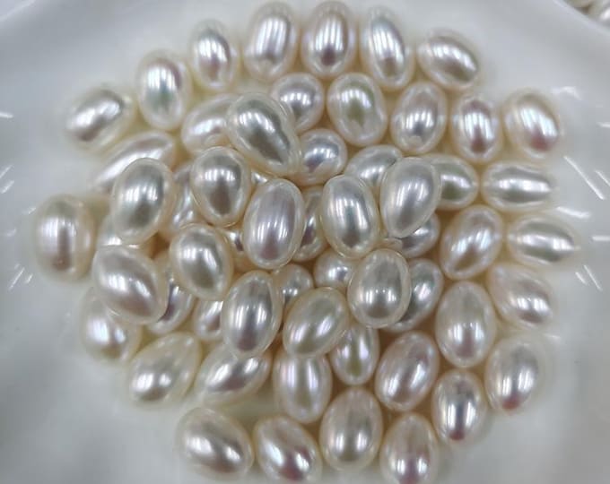 7.5-8mm Freshwater Rice Pearl Beads: High Luster DIY Jewelry