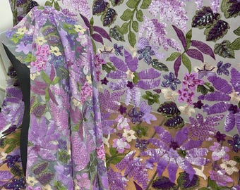Floral Sequined Embroidery Fabric, Wedding Prom Dress Lace