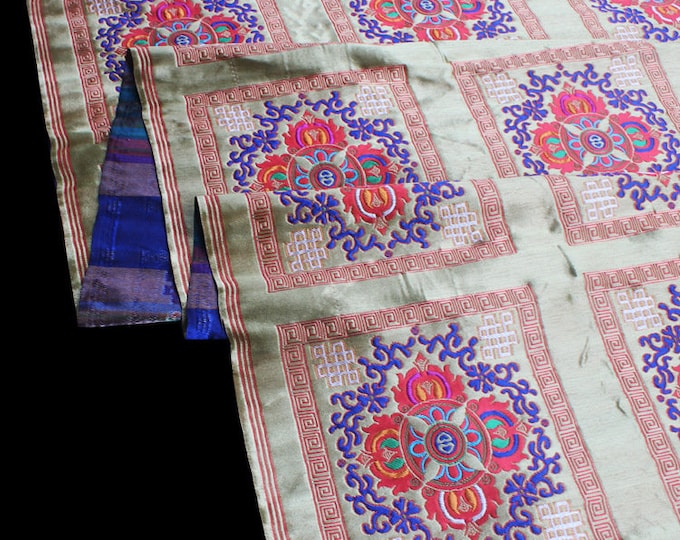 29"W Chinese Vintage Buddhism Tibetan Textile, Tibetan Fabric, Upholstery Fabric, Tibetan robe Paches, spinning Fabric, silk, satin brocade