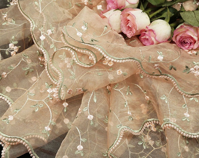 50“W Lace Fabric Embroidery Exquisite Bridal Wedding, High Quality, Doll Making Sewing, Upholstery, Decor, Costume/Fabric by the meter