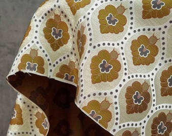 Vintage European Jacquard Fabric – Gold Thread Geometric Floral Brocade Upholstery Dress Vest Pillow Fabric, Elegant Decorative Cloth, 65"W