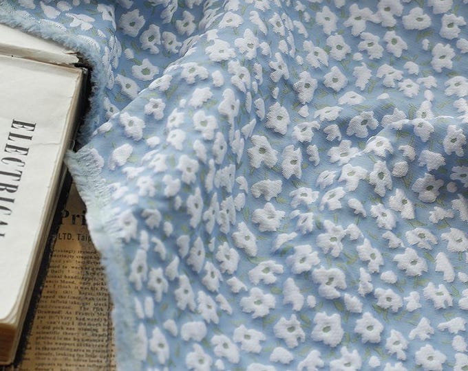Embossed Floral Jacquard Fabric: 3D Stiff Texture, 53"W - Rayon Blend