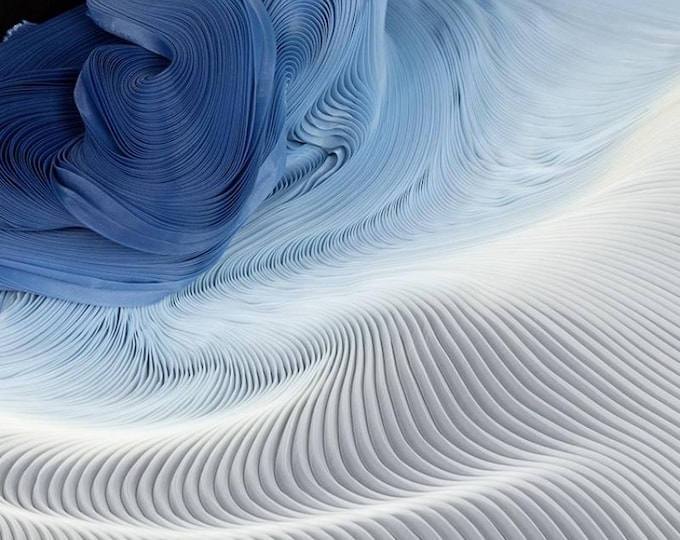 Gradient texture 3D pleated Organza Fabric, 55" W 9 Colors Designer Fabric, Wedding, Gowns, Crafts, Events, Stiff shape and Texture fabric