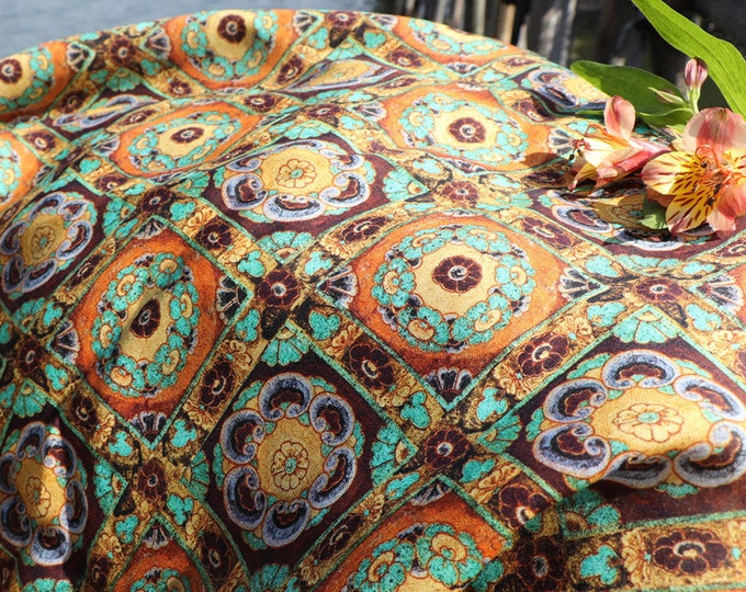 Dunhuang frescoes Asian Chinese Style, 55"W, Premium Quality natural and pure Linen Fabric, Home Decor, Upholstery, Scarf and Sewing Fabric