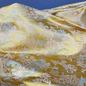 59" W antichi dipinti cinesi famosi modello broccato di seta - 4 colori tra cui scegliere al metro, tessuto per tappezzeria, quilting e cucito,