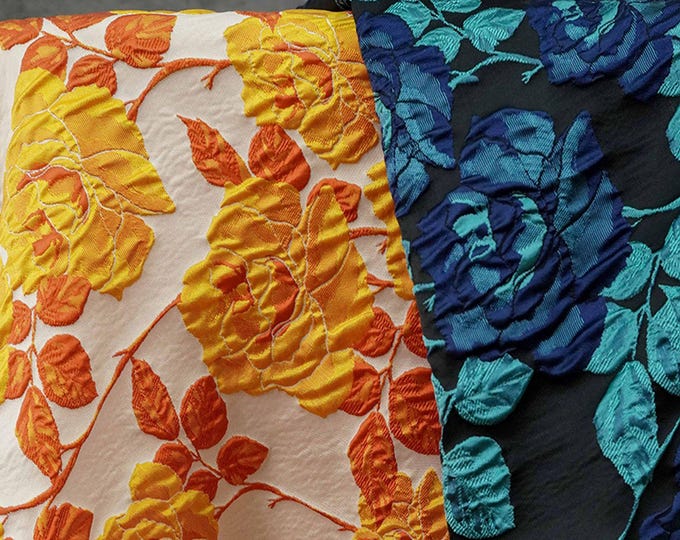 Embossed Rose Jacquard Fabric – 55" Fashion Gown & Coat Material