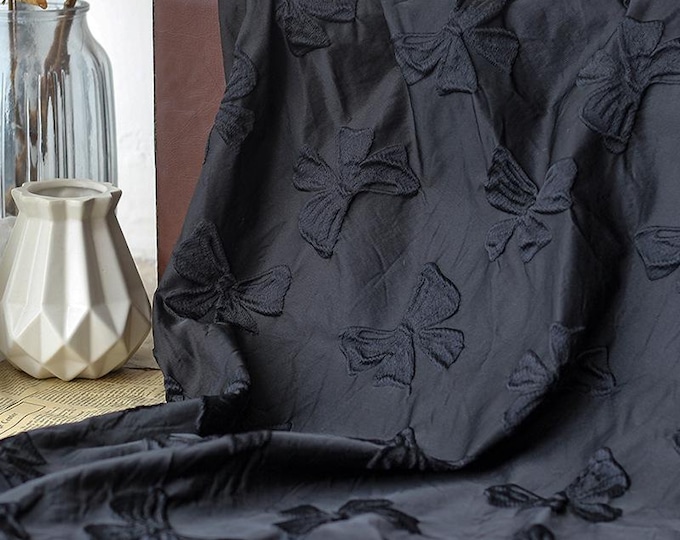 5 colors Yarn-dyed embossed black bow jacquard fabric, Upholstery Fabric, 57" W Chinese Fabric By 1 Meter on SALE, Autumn and winter fabric