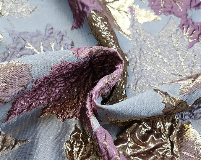3 colors Jacquard gold embossed 3D fabric, Vintage Maple Leaf design, Upholstery, Sewing fabric, 55" W By 1 Meter,  prom dress, skirt fabric
