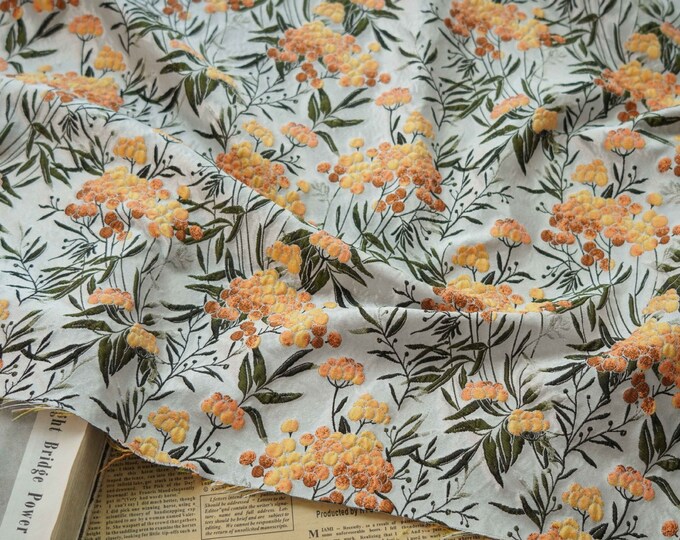 Silver background woven jacquard, 3D Gold shimmering embossed fabric, Upholstery, Prom dress and Sewing fabric, 56" W By 1 Meter on SALE