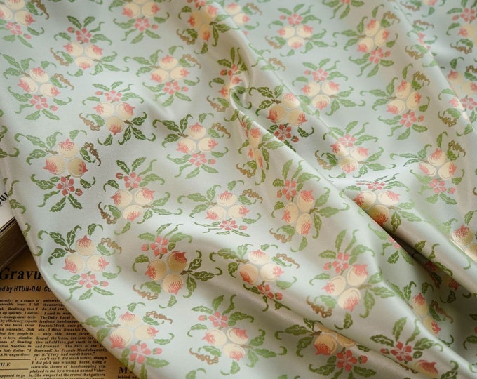 66"W jacquard Vintage Aesthetic Peach Blossom Fabric/Decorative costume dress fabric, Upholstery, drapery, DIY, Quilting and Sewing/fabric