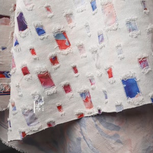 100% cotone, fori della griglia colorata di tessitura Jacquard, cotone denim 3D in una creazione di giacca spessa, 55", tappezzeria, trapuntatura, cucito, drappeggio