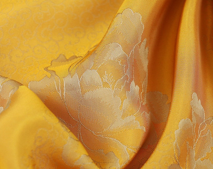 Tea Silk Satin Fabric: Floral Print, 59" Wide, Costume Decor