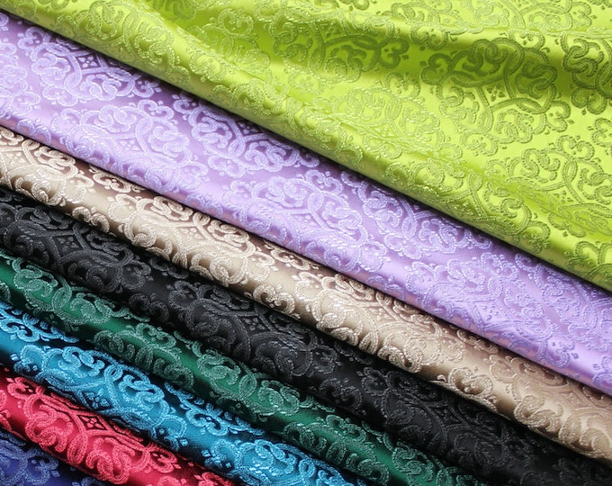 Mongolia Tibetan Plain Chinese Silk Brocade Fabric, 29.5"W, Upholstery, Decor, Costume, Curtain, Handbag, Sewing, Cheongsam/Fabric by 1meter