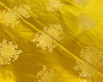 Vintage Bright Gold Brocade Fabric: Silk Rayon Jacquard (29.5" Wide)