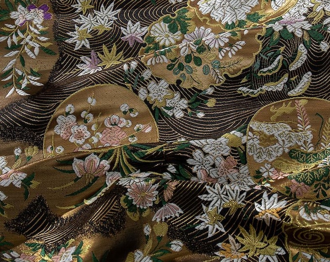 59"W Zhengjuan Japanese style fabric, Nishijin Weaving, Upholstery, Decor, Costume, bag, Sewing, Quilting, kimono, DIY/Fabric by 1 meter