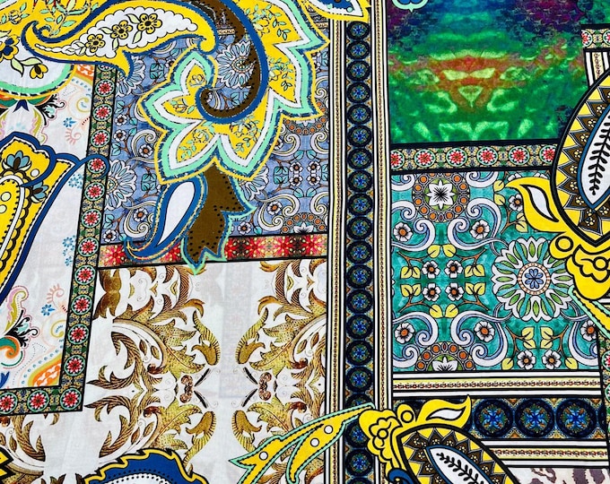 60s 100% cotton Fabric, 59“W, Upholstery, Costume, Curtain, Handbag, Scarf, Sewing, Handmade, DIY, Quilting, drapery/Fabric by the meter,