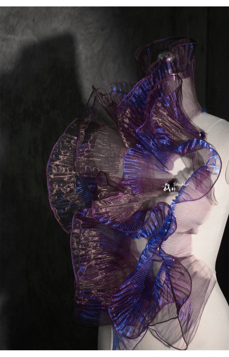 Organza Ruffle 3D Fold Ruffle Organza Fabric by the Yard - Two Toned Designer Material ...
