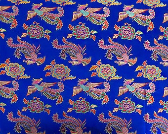 Peacock Damask Fabric: 45"W Chinese Brocade for Cheongsam & Upholstery