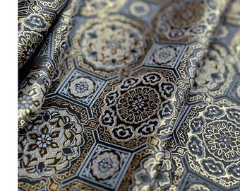 59"W Japanese Fabric, kinran fabric brocade by meter, Kimono, Yukata, Belt, Geisha Bowknot, Upholstery, drapery, Quilting and Sewing /fabric