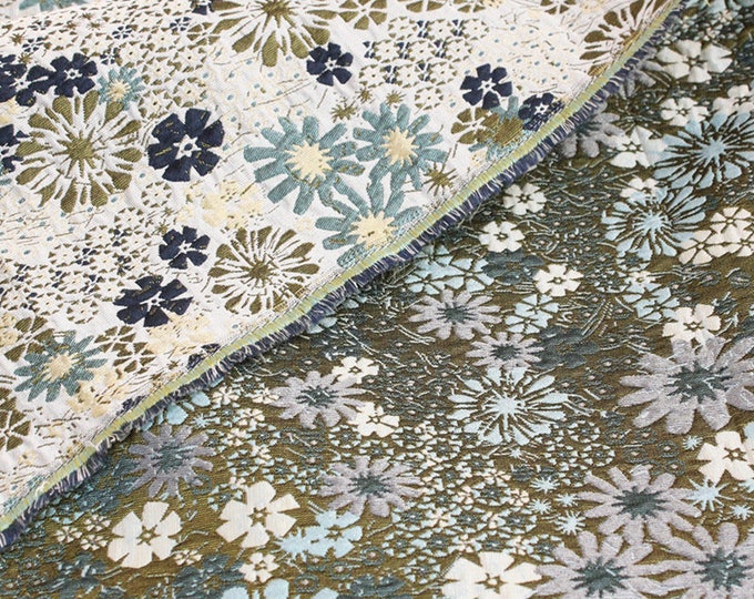 Furniture Reversible jacquard woven fabric, olive green color with embossed effect, Upholstery, Costume, Sewing, DIY/ fabric, 54"W By 1 yard