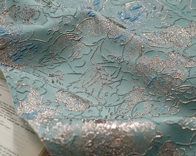 Gold thread colorful 3D jacquard fabric, designer fabric, Upholstery, Quilting, Sewing, drapery, Costume, DIY, bag/fabric, 54"W By one Meter