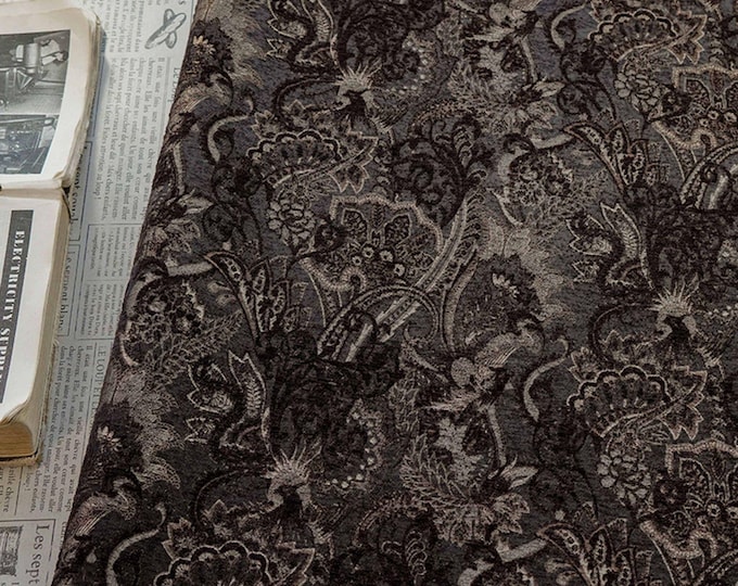 Palace Style Phoenix Scroll Chenille Jacquard Fabric – Luxury Upholstery, Wall Hanging, Quilting & Decor, 62" Wide