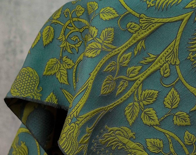 European Baroque Embossed Jacquard Fabric, Vintage Floral Brocade for Dressmaking and Gown, 58"Wide