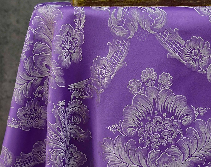 Embossed Rose Jacquard Fabric – 58" Wide Polyester Blend