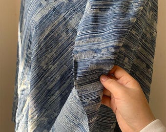 Washed Denim Fabric by the yard: Jacquard Cotton Textile for DIY Crafts, 67"Wide