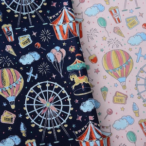 Theme park style print Fabric, 100% Cotton, Sewing, Dress, Kimono, home decor, Upholstery, Costume, handbag, DIY, nursery/Fabric by meter