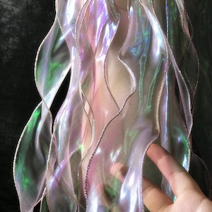 Mermaid Water Ripple Organza Ruffle: 7cm Wide Iridescent Lace Fabric