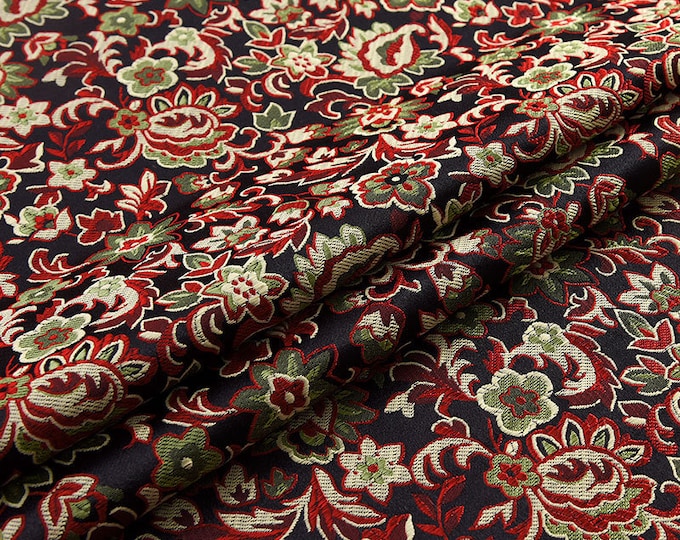 Lucky Smile flower Pattern Brocade Fabric | 9.99 Full meter Price | 29.5" Wide | Cheongsam, Qipao, Chinese Dress, Home Decor, Pillow case