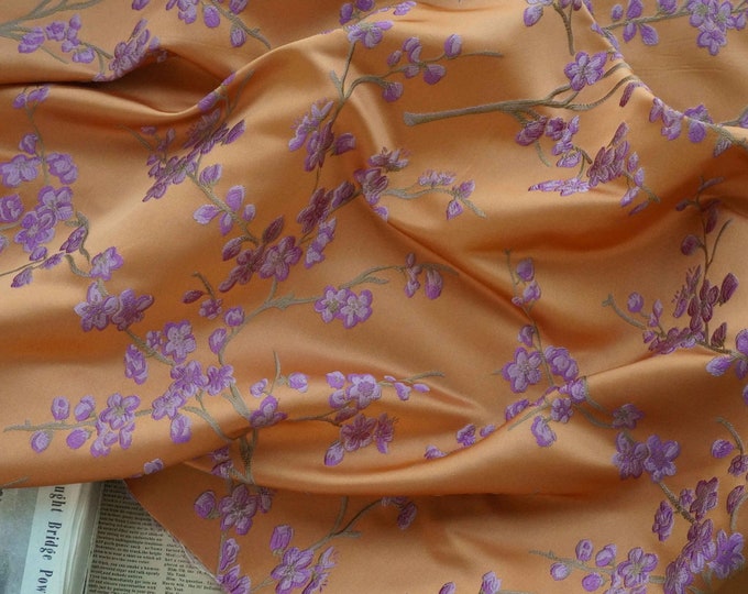 Furniture Reversible jacquard woven fabric, orange lilac color with embossed effect, Upholstery, Costume, Sewing, DIY/ fabric, 59"W By 1yard