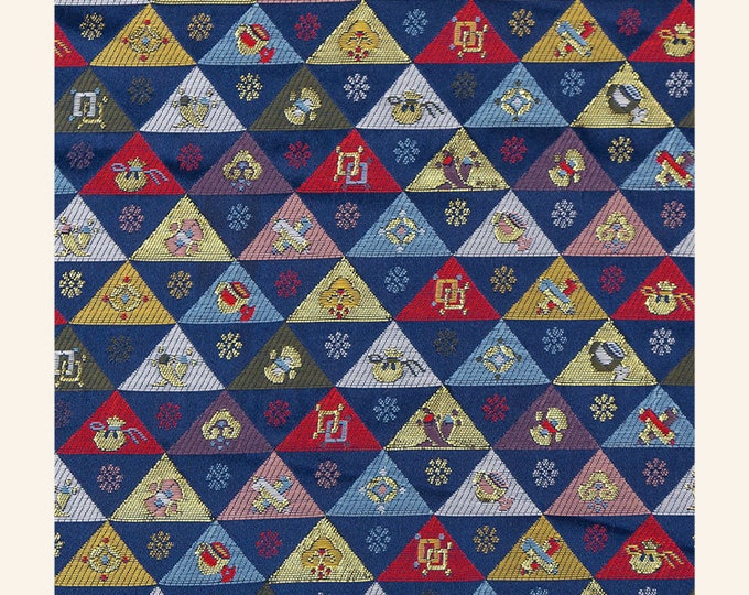 Janpanese Style Silk 59" and 29.5" Width Japanese Brocade Fabric Triangular Eight Treasures Design, Wedding Fabric, 5 Colors Brocade Fabric