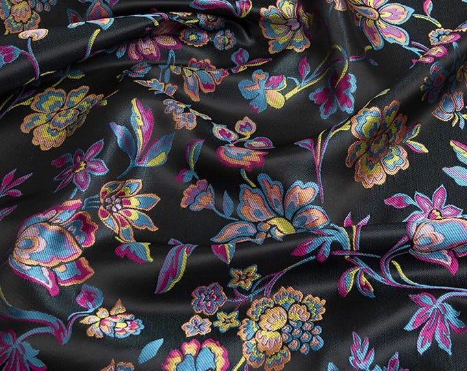 Jacquard Brocade woven fabric, floral flower pattern with embossed effects, Upholstery, Sewing DIY fabric, 59"W By 1 yard