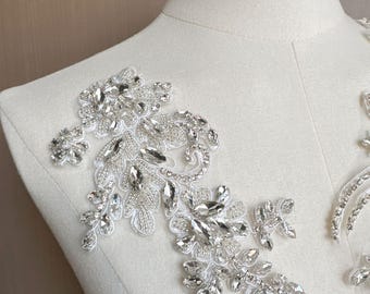 Luxury Soft Embroidered Lace Trim, rhinestones – Bridal Wedding dress, By Yard, sequins wedding dress, headwear, shoes, DIY, veil accessory