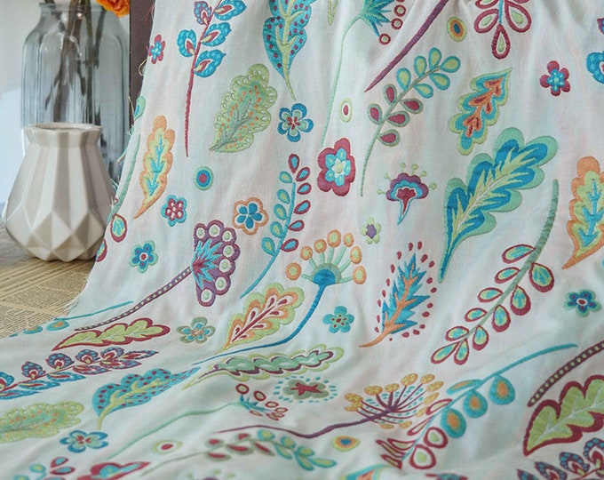 Reversible jacquard woven fabric, 3D flower pattern with embossed effects, Upholstery, Decor, Costume, Curtain, bag, Sewing/Fabric, 55"W