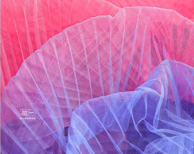 Pleated gradient mesh Organza Fabric, 55" Wide 4 Colors Designer Fabric, Wedding, Gowns, Crafts, Events, Stiff shape and Texture fabric