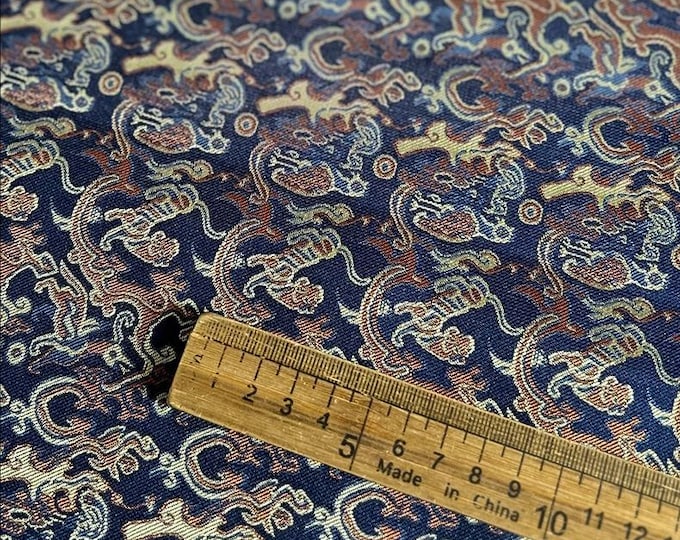 Tiger-Inspired Song Dynasty Brocade Fabric – 145cm Wide, Decorative DIY Material for Clothing & Hanfu with Intricate Han Patterns by meter