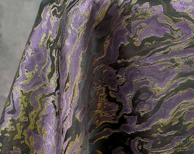 Gold Thread Jacquard Fabric: 3D Designer Upholstery, Costume, & Handbag Material