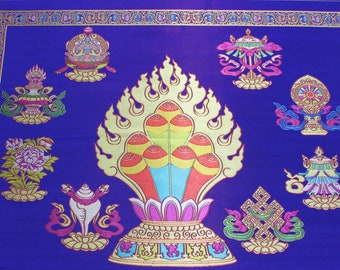 Royal Blue Tibetan Fabric: Silk Rayon Blend (29x21")